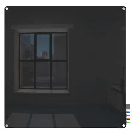 Ghent Hmyrm44bk Dry Erase Board, Glass, 48 In, 48 In, No Frame Frame, Black,
