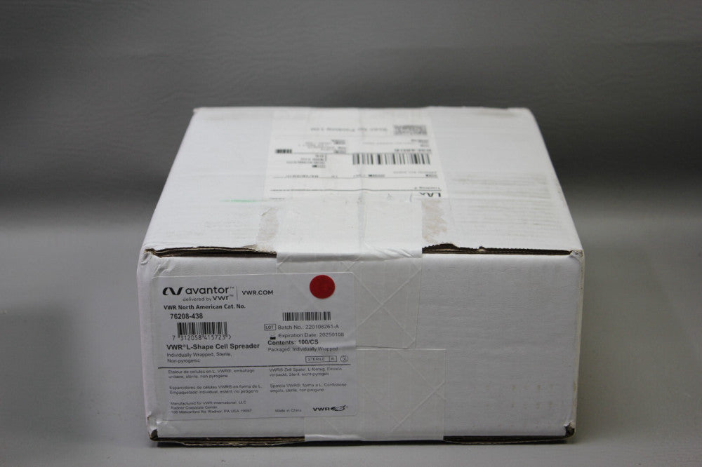 NEW BOX OF 100 AVANTOR/VWR L-SHAPE CELL SPREADER 76208-438