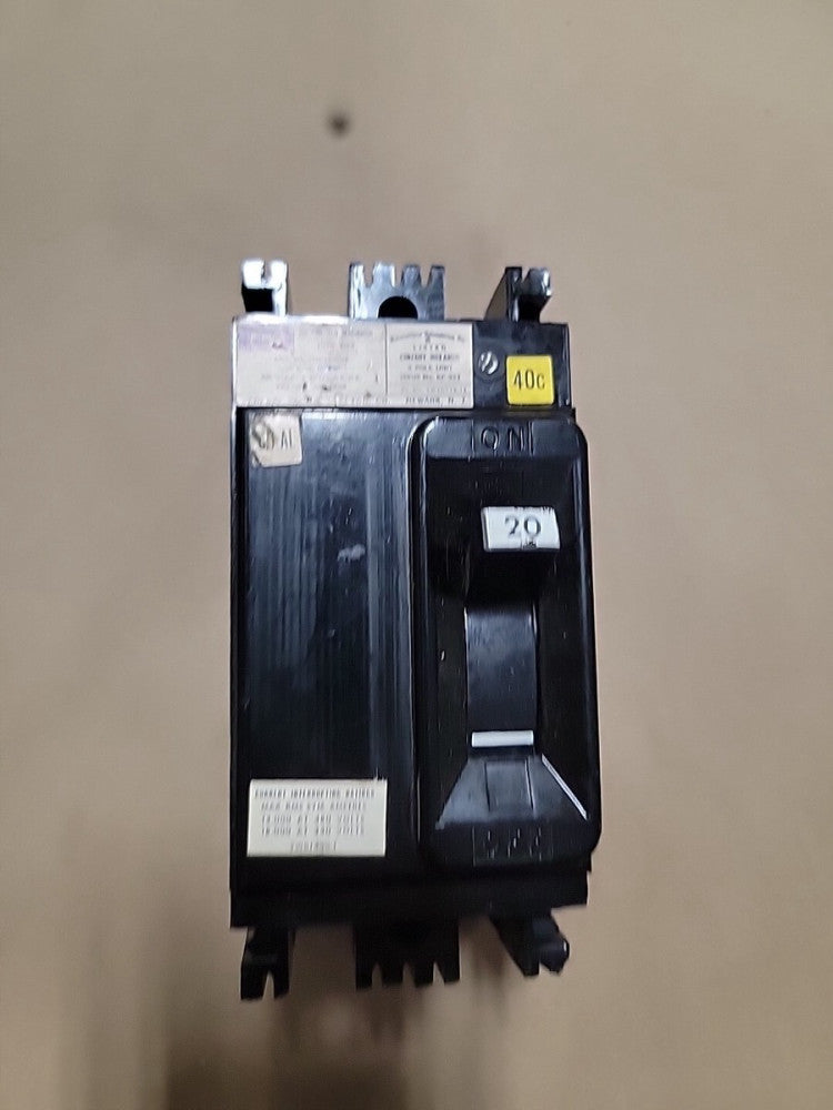 Federal Pacific NEF NEF421020 2 pole 20 amp 480v Circuit Breaker FPE