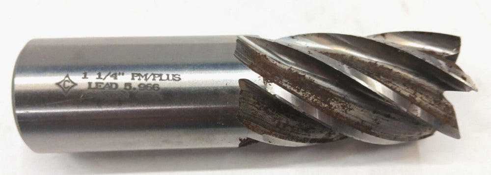 CLEVELAND 1-1/4 PM/PLUS LEAD 5.966 END MILL HSS 6 FLUTES 724831 USA OAL 4-1/2 IN