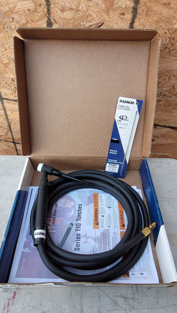 Radnor 17V-12-R Tig Torch Package w/ Valve 12.5' Rubber