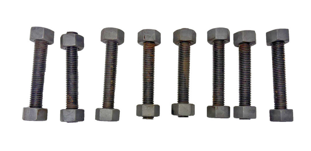5/8"-11 STUDS WITH 2 HEX NUTS, OAL 4-1/2", GRADE B7 STUD, GRADE 2H NUT, LOT OF 8