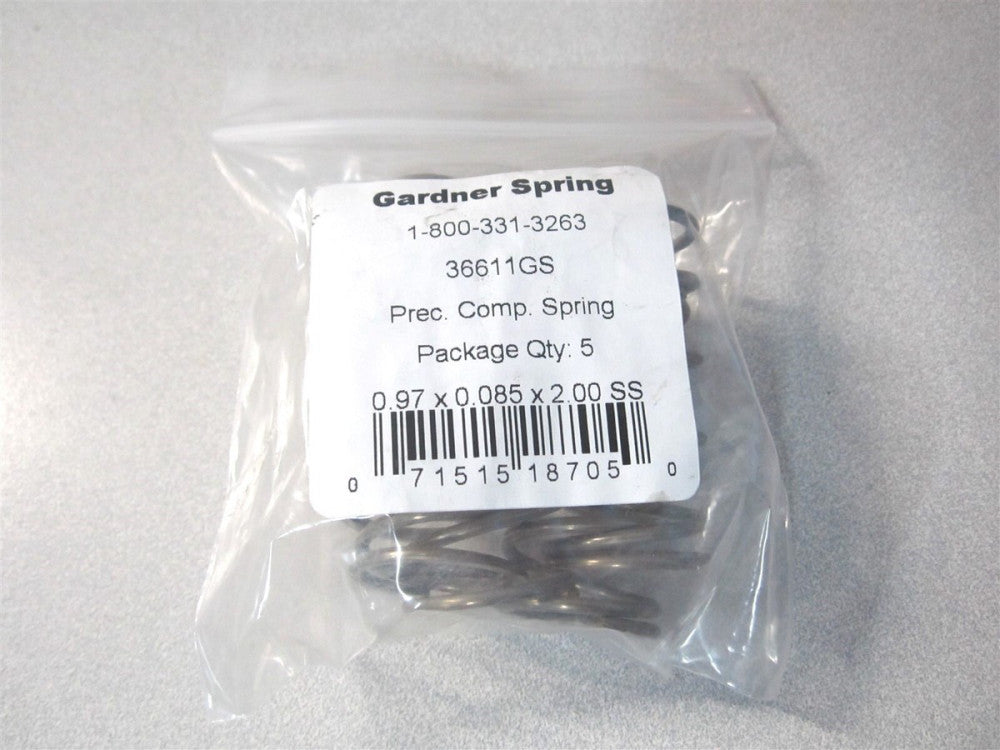 Gardner Springs (36611GS) 0.9700" x 2" Precision Compression Springs - Pack of 5