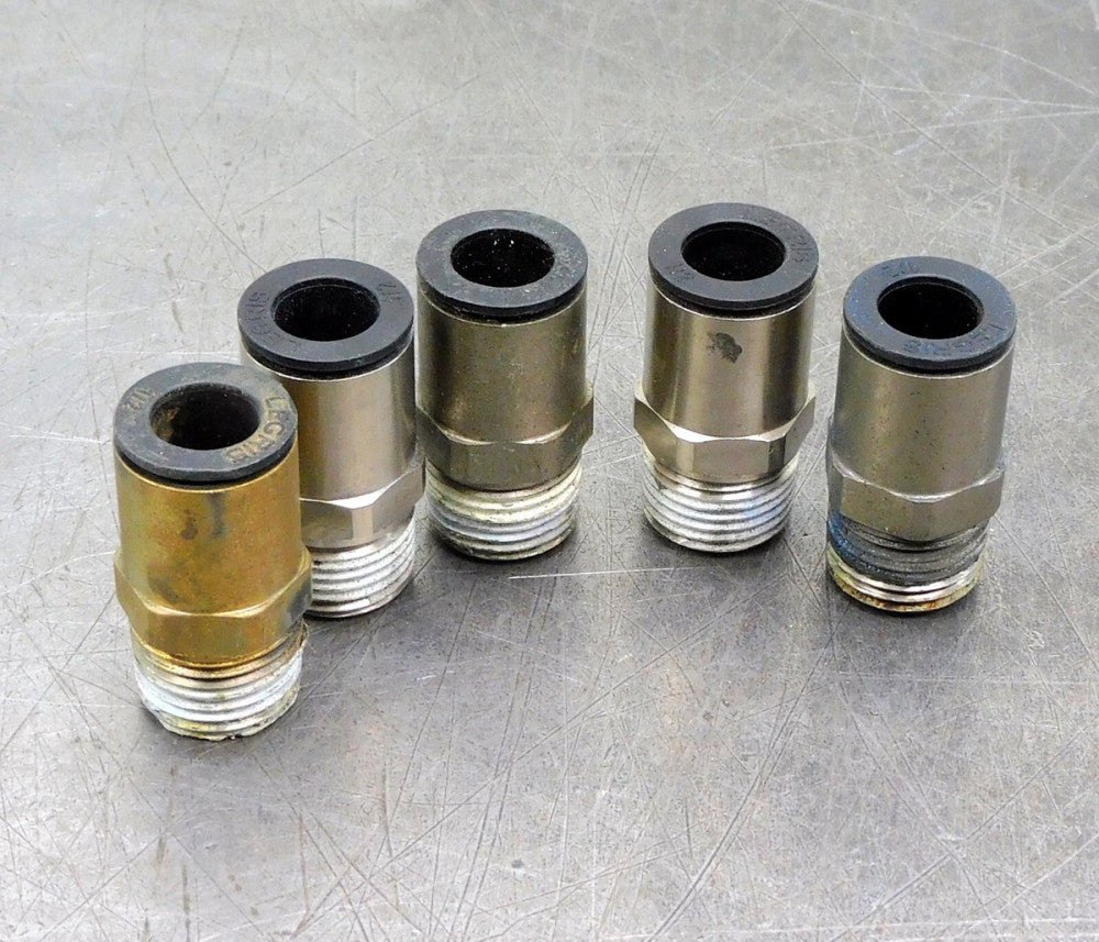 Lot of Five (5) Legris Male Straight Connector Push-to-Connect 1/2" x 1/2" NPT