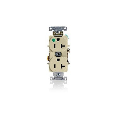 Leviton 8300-Hi Receptacle, 5-20R, 20 A, 125V Ac, 2 Pole, 3 Wire, Flush Mount,