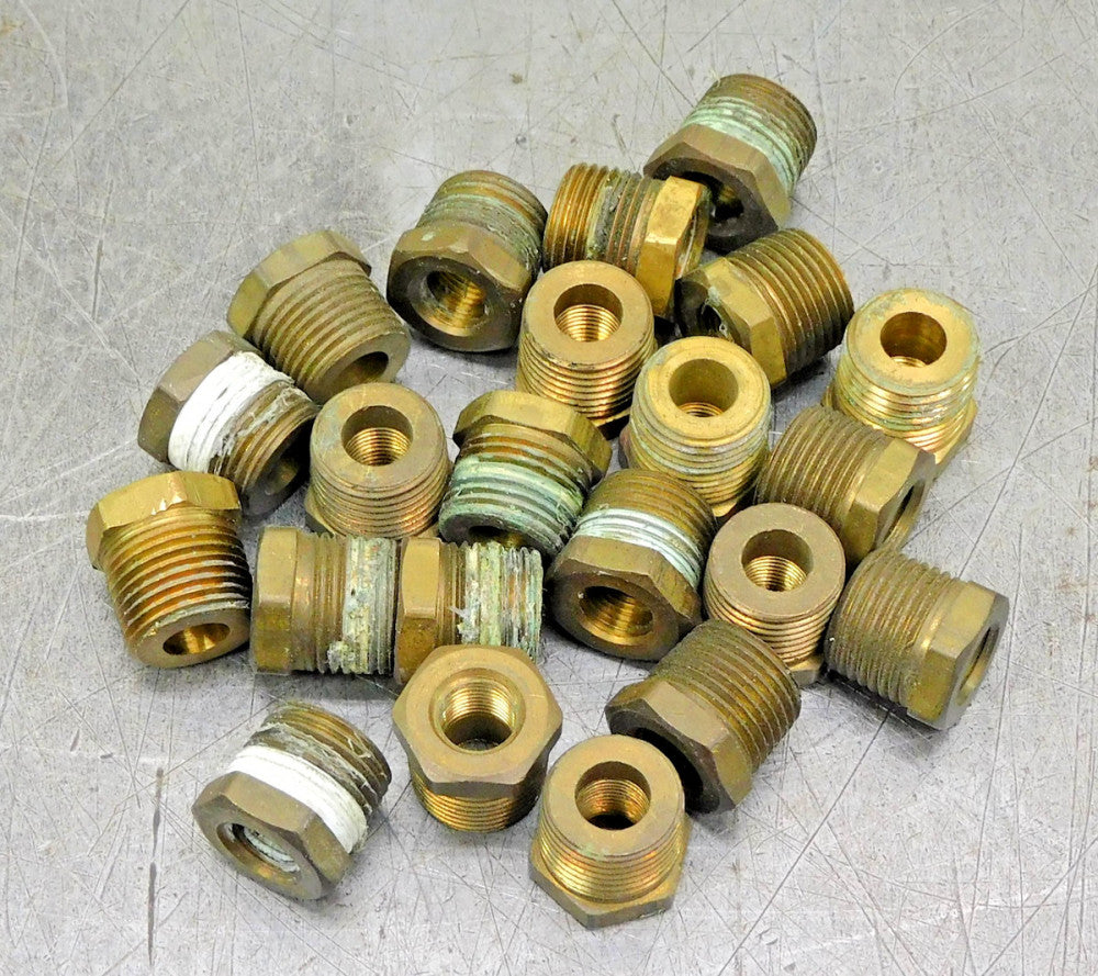 Brass Hex Bushing Reducer 3/8" x 1/8" NPT Male x Female Lot of Twenty-Two (22)