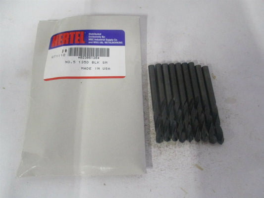 (2386126) #5 1-1/4" x 2-3/8" OAL 135° Spiral HSS Machine Drill Bit - Pack of 9
