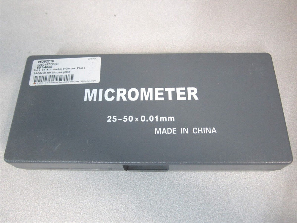 601-4050 0.01" Graduation Mechanical Outside Micrometer w/ Ratchet Stop Thimble