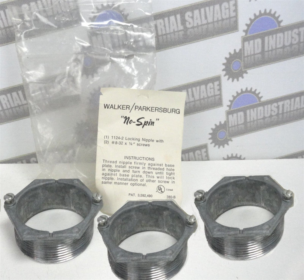(3 pcs.) Walker/Parkersburg "NO SPIN" (2") 1124-2 Locking Nipple -NEW in Package