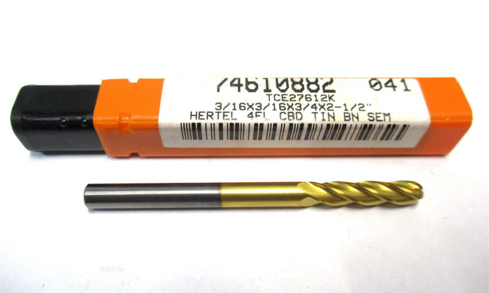 NEW (74610882) 3/16" x 3/16" x 3/4" x 2-1/2" 4-Flute SE RH Carbide Ball End Mill