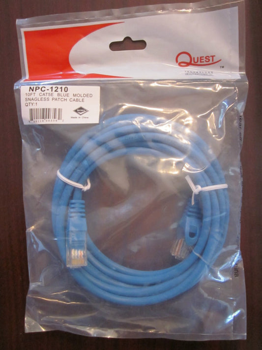  # NPC-1210 10ft CAT5E BLUE MOLDED SNAGLESS PATCH CABLE *FREE SHP EA ADD* (NEW)
