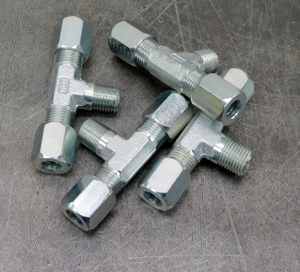 Eaton Steel Tee Pipe Fitting 1/4" MNPT Lot of Four (4)