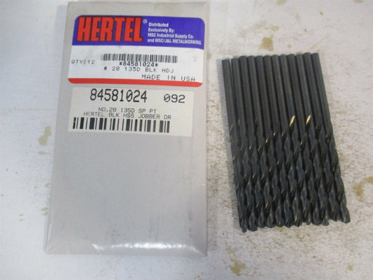 (84581024) #28 1-3/4" x 2-7/8" 135° High Speed Steel Jobber Drill - Pack of 12