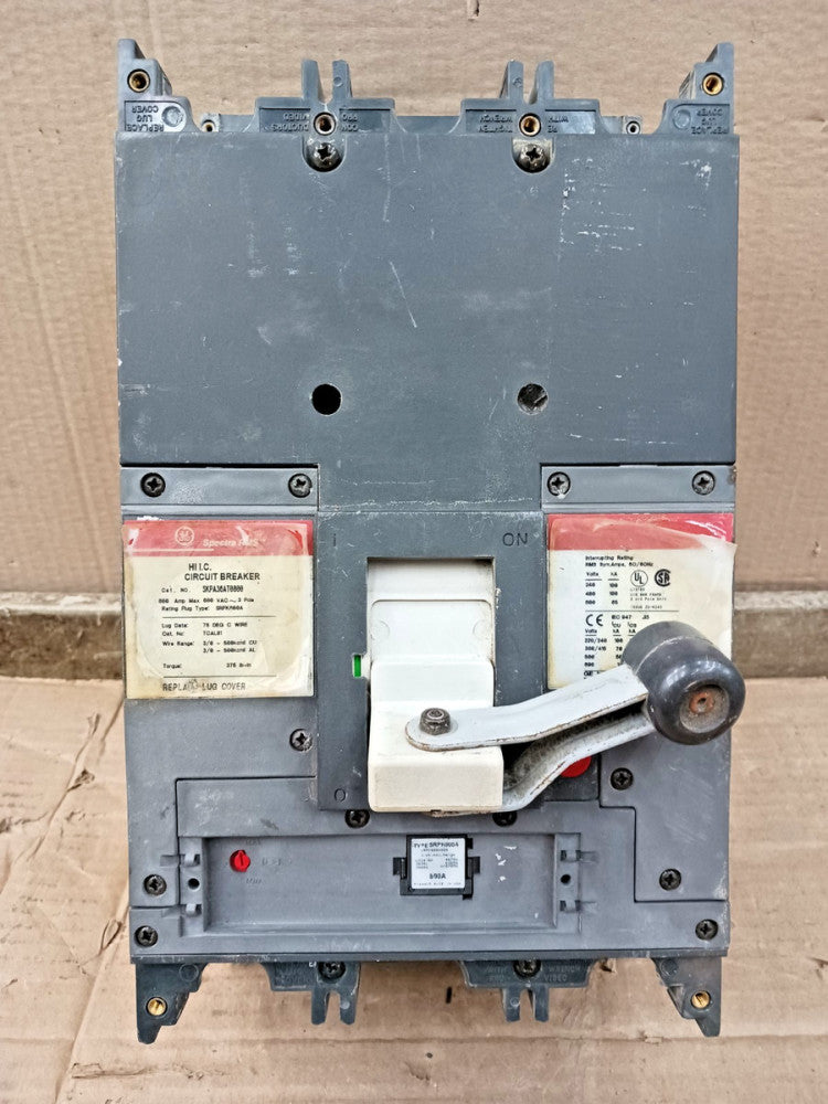 GE 800 Amp Hi I.C. Circuit Breaker 3P 600 VAC SKPA36AT0800 W/ 800 Amp Plug *Flaw