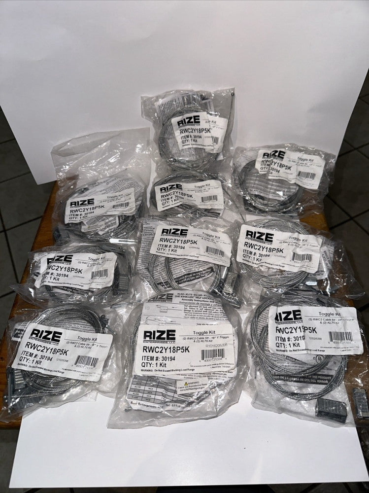 10 RIZE 5 Ft 18” Y-TOGGLE LIGHT FIXTURE CABLE HANGING KITS  RWC2Y18P5K 30194