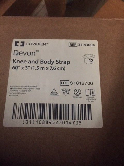 (Case of 12) Covidien 31143004 Devon Knee and Body Strap 60" x 3" (NEW)