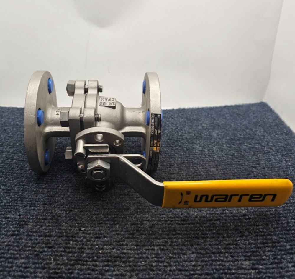WARREN 3/4-150 CF8M: 3/4" FLANGED STAINLESS STEEL BALL VALVE