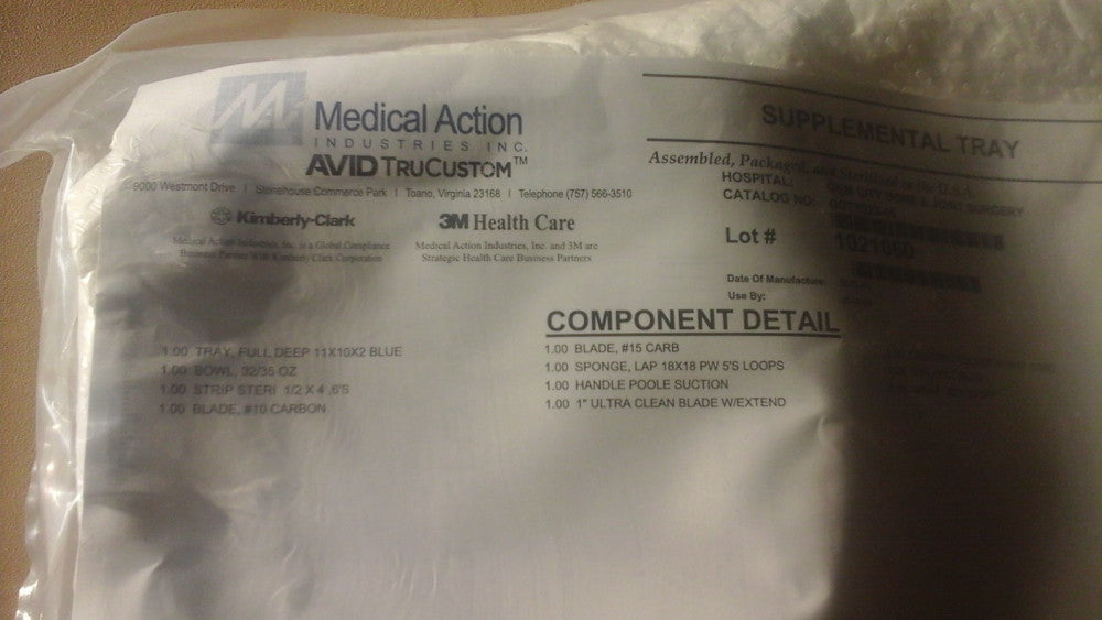Case of 12 Medical Action Industries, SUPPLEMENTAL TRAY KIT