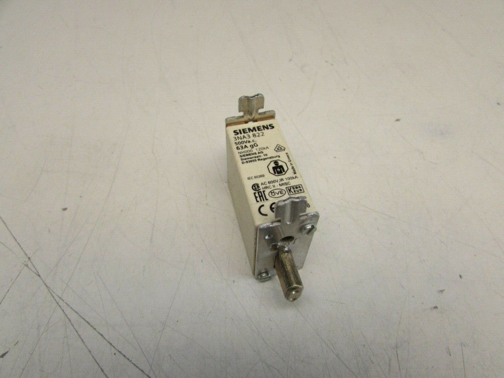 SIEMENS FUSE 3NA3822 63A 500VAC NEW SURPLUS NO BOX MAKE OFFER!!