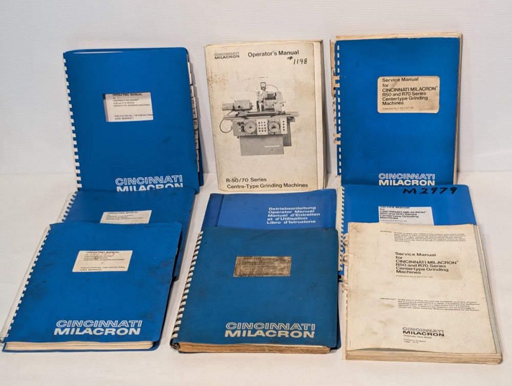 Lot of 9 Cincinnati Milacron R50 & R70 Series Centertype Grinding Machine Manual