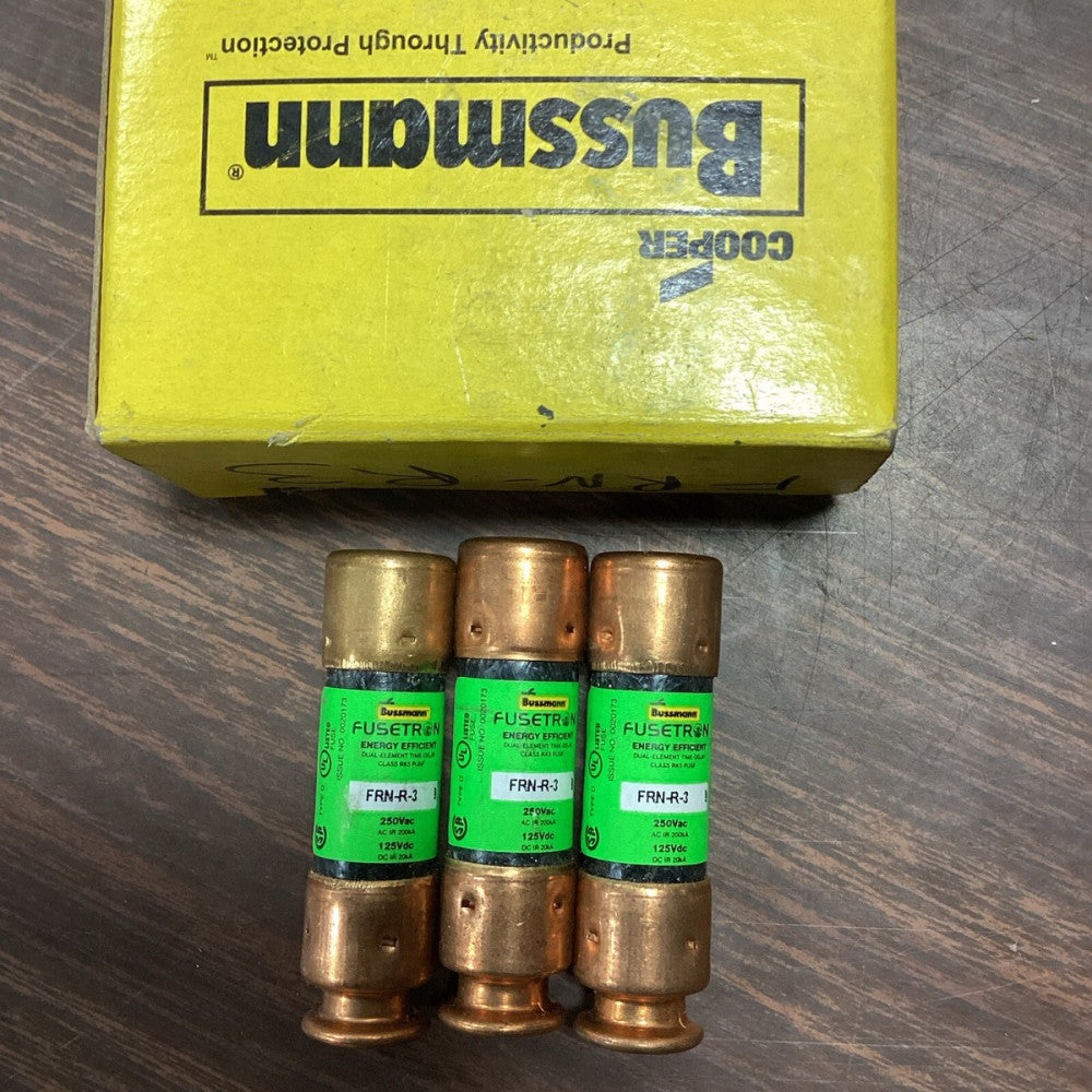 COOPER BUSSMANN FRN-R-3 FUSETRON 3 AMP FUSE LOT OF 3