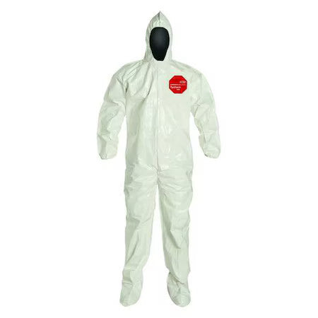 Dupont Sl122bwhxl001200 Chemical Resistant Coverall, Tychem(R) 4000, White, Xl,