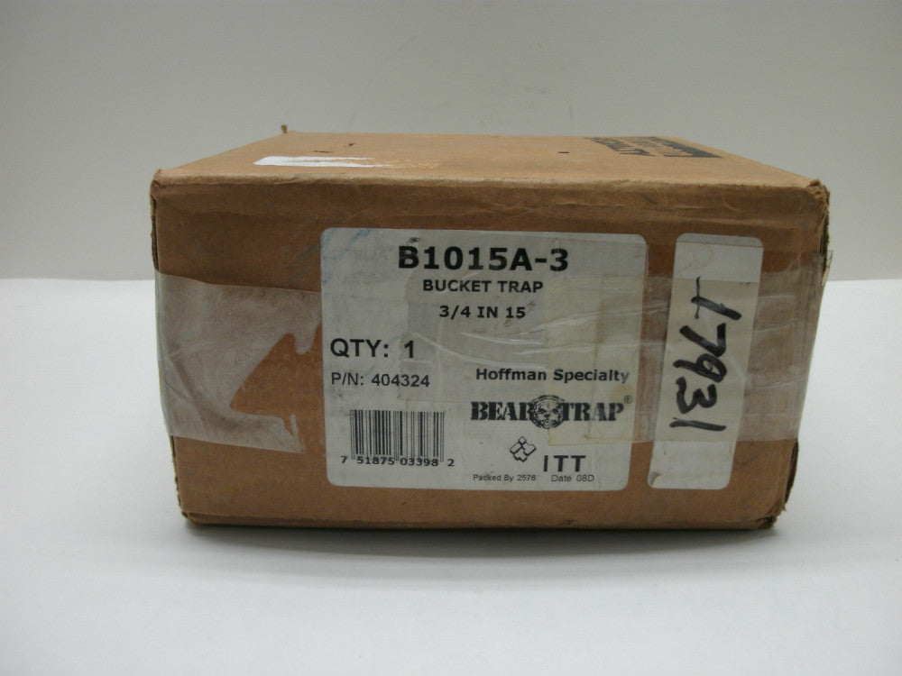 HOFFMAN SPECIALTY 404324 B1015A-3 3/4" INVERTED BUCKET TRAP 15 PSI DIFF RATE NIB