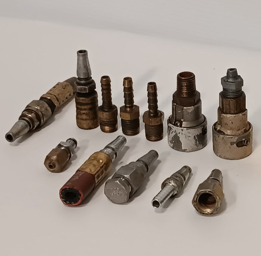 Lot of assorted air fittings coupler coupling connector parts brass metal
