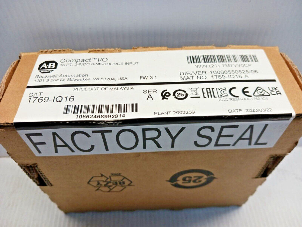 NEW SEALED ALLEN BRADLEY  1769-IQ16 SINK SOURCE INPUT MODULE 16PT SERIES A FW3.1