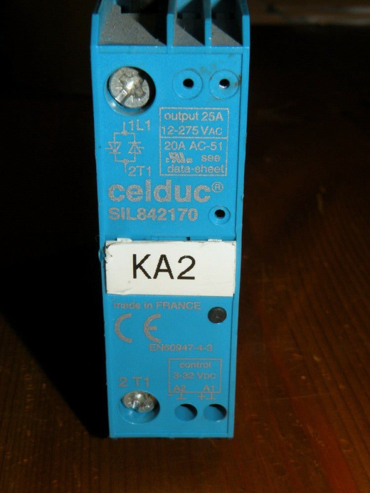 Celduc Solid State Contactor SIL842170  3-32VDC INPUT  12-275VAC OUTPUT @ 25 AMP