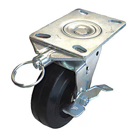 Zoro Select P21s-Ry060r-16-Wb-Dl Plate Caster,410 Lb. Load,Black Wheel