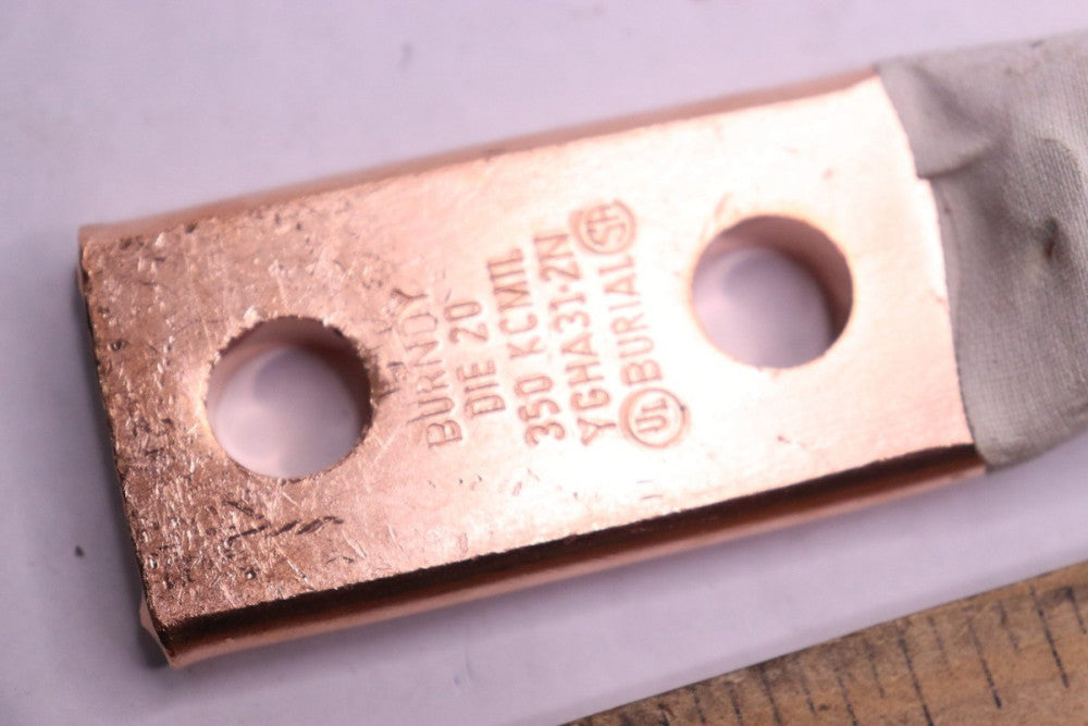 Burndy Heavy Duty 2-Hole Compression Grounding Lug Copper 1/2" Stud YGHA312N