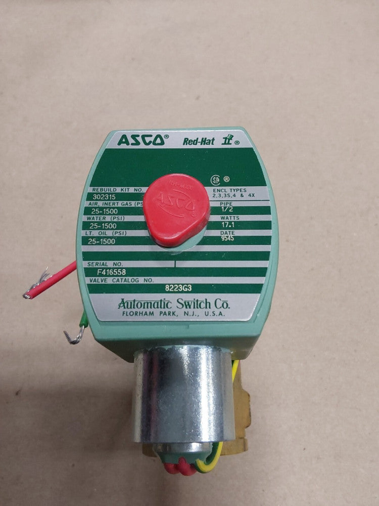 ASCO 8223G3 22/24V 25-1500 PSI Air,water,lt Oil 1/2" NSNP 17.1 Watts