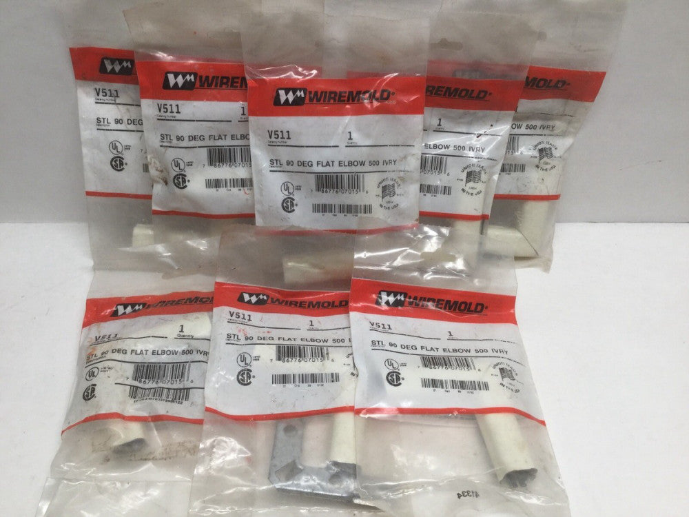 Wiremold V511 V500 Raceway Series 90 Degree Flat Elbow Ivory (Lot of  8)