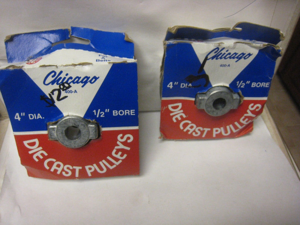 2 - x Chicago Die Casting Pulley 4" Diameter, 3/4" Bore, For A Belts, 400-A  USA