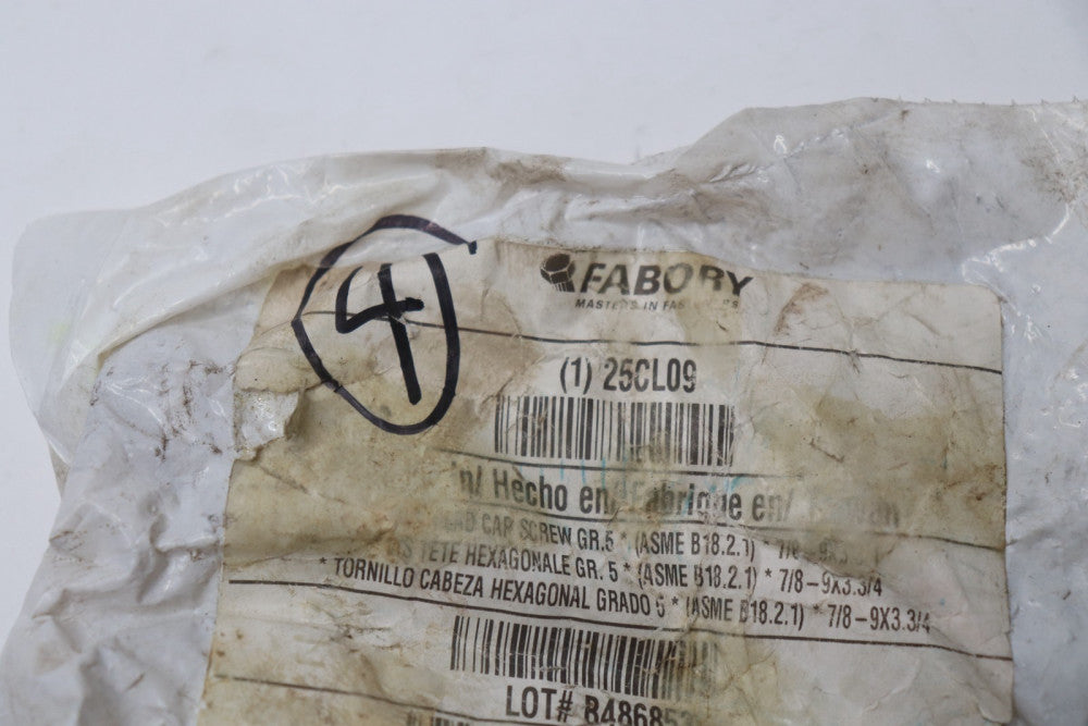 (4-Pk) Fabory Hex Head Cap Screws Steel 3.75" x 7/8" 25CL09