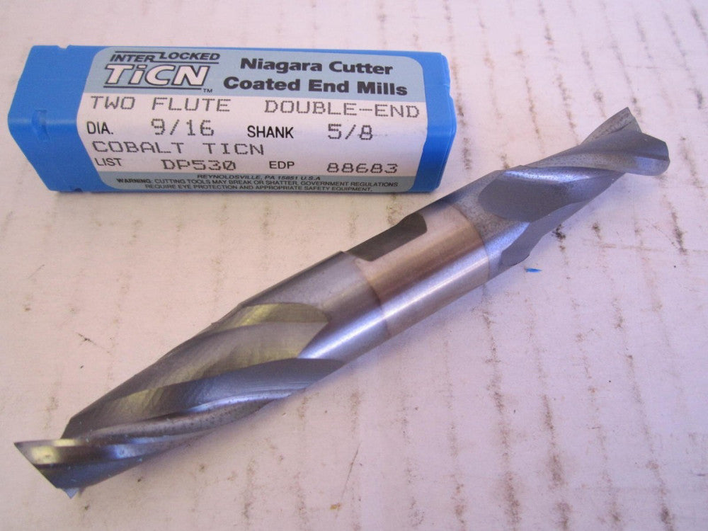 Niagara (88683) 9/16" x 5/8" x 1-1/8" x 4-1/2" 2-Flute DE Square Cobalt Endmill 