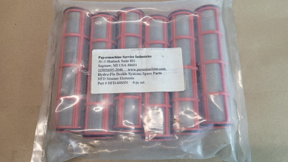 NOS Papermachine Hydro-Flo Deckle Systems HFD-60SSN 6 Piece Strainer Elements