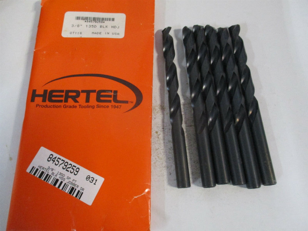 (84579259) 3/8" x 5" OAL 135° High Speed Steel Jobber Drill - Qty 6