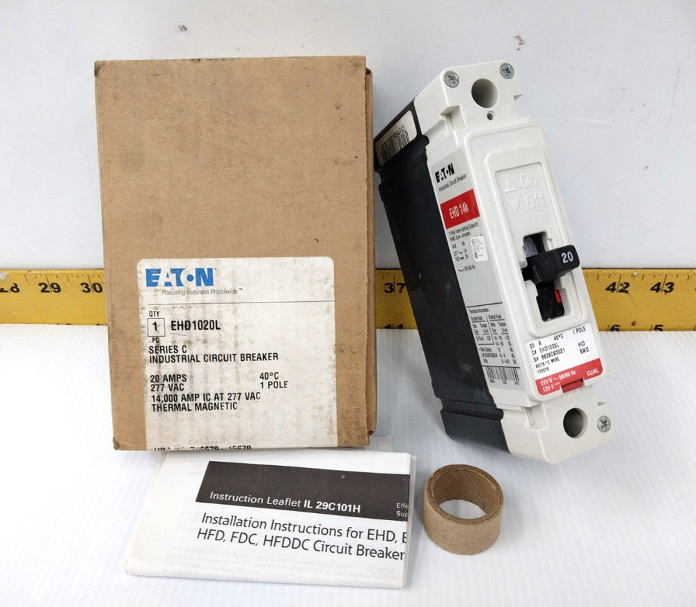 Eaton 20 Amp Circuit Breaker 277 VAC / 125 VDC Single Pole  EHD1020L