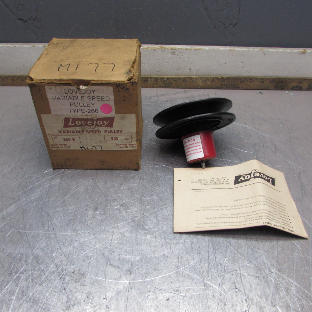 LOVEJOY 260 , VARIABLE SPEED PULLEY, 5/8" BORE, NEW IN BOX!  MAKE OFFER!