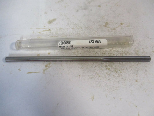 (433-0.2665) 0.2665" x 1-1/2" x 6" Straight Shank HSS 6-Flute Chucking Reamer 