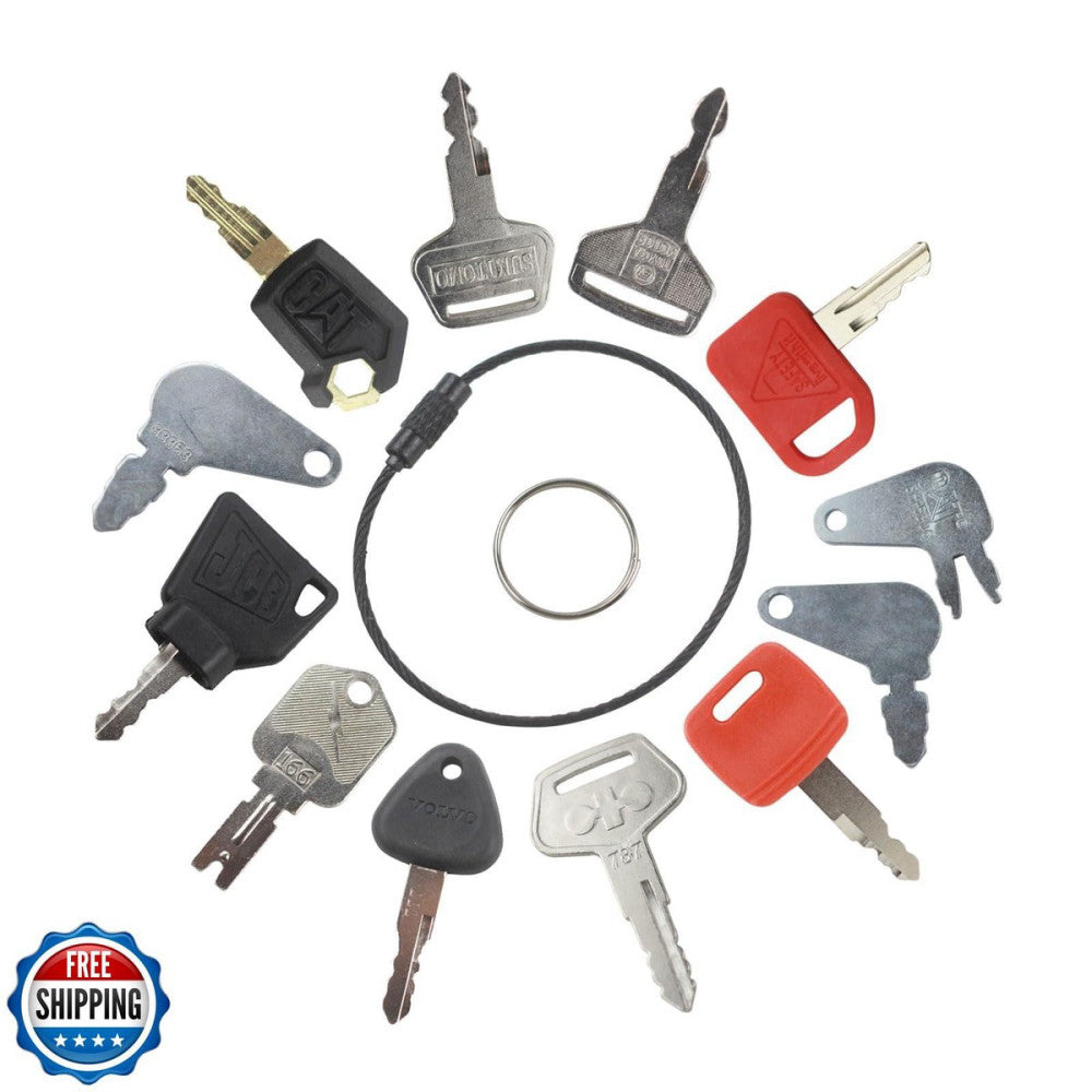 12 Heavy Equipment Key Set Replacement for Caterp-illar JD Bob-cat Hy-Ster Ko