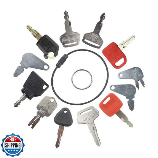12 Heavy Equipment Key Set Replacement for Caterp-illar JD Bob-cat Hy-Ster Ko