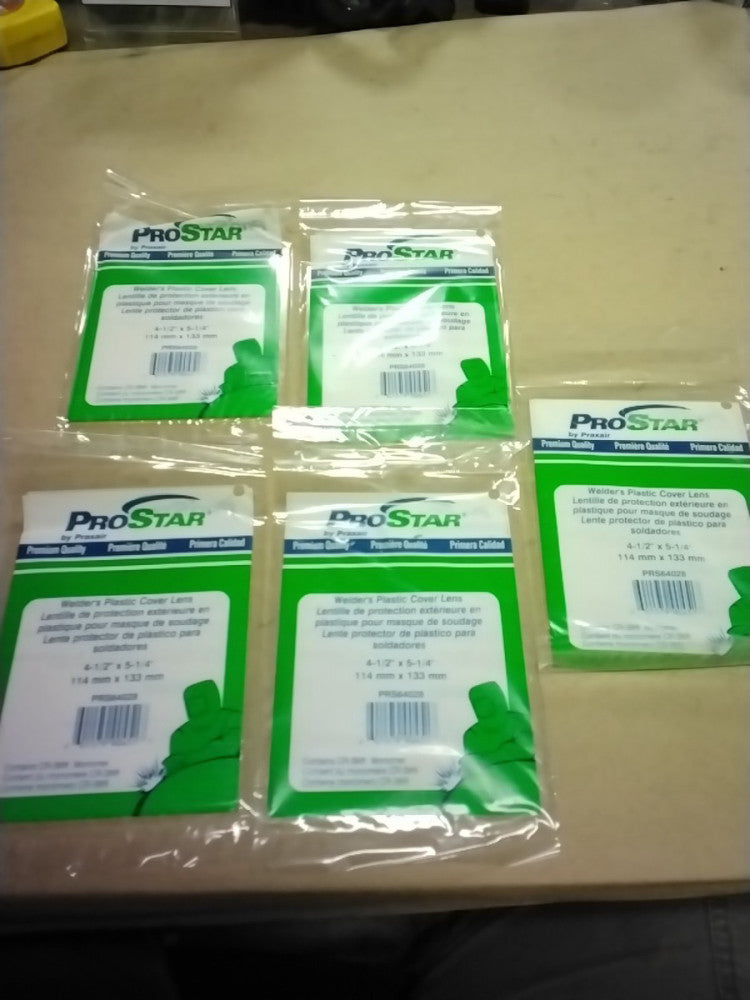 ProStar Welders Plastic Cover Lens PRS64028  4 1/2" X 5 1/4" LOT Of 5