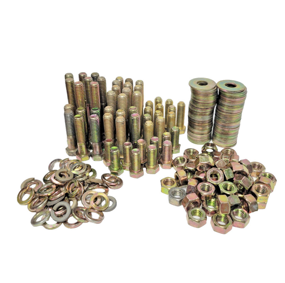 HEX BOLT ASSORTMENT WITH WASHERS AND NUTS YELLOW ZINC **LOT OF 231** 7/16"