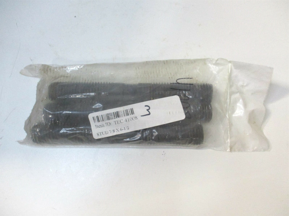 TE-CO (41008) 2-1/4 x 6-1/2" OAL Carbon Steel Equal Double Threaded Stud - Qty 3