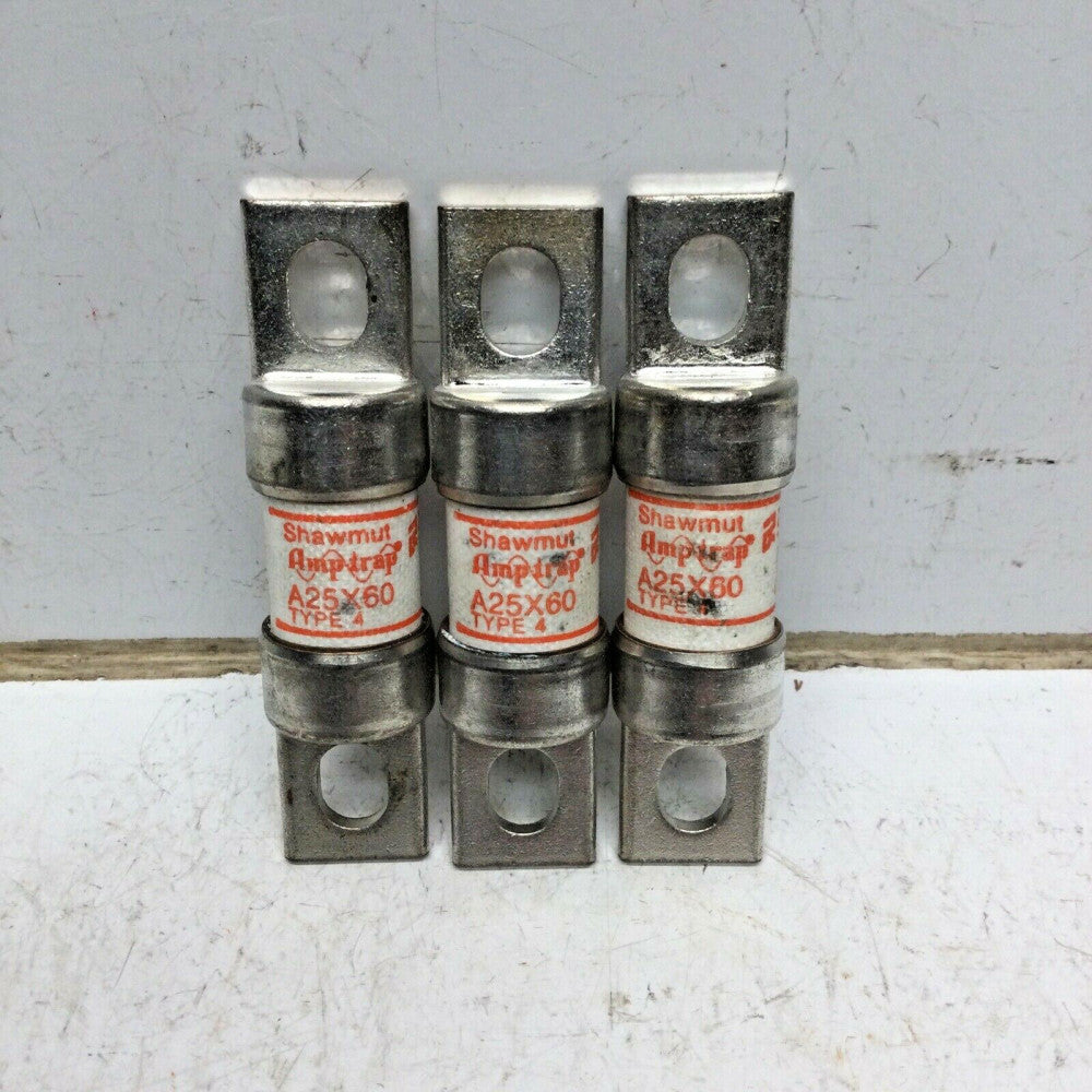 GOULD SHAWMUT A25X60 TYPE 4 AMPTRAP FUSE 60 AMP 250VAC (LOT of 3)