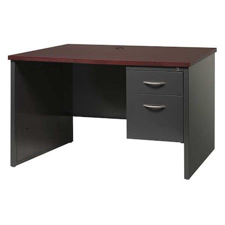 Hirsh 20540 Office Desk, Right Hand Pedestal, 48"W X 30"D, Char/Mahogany