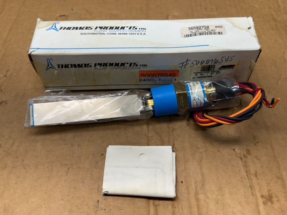 NEW IN BOX THOMAS PRODUCTS 1" NPT PADDLE FLOW SWITCH 2400 PART# 19651